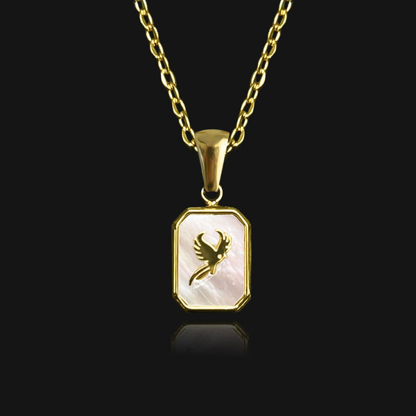 NIKITA phoenix pendant necklace - mother of pearl necklace - 18k gold plated necklace - gift for her