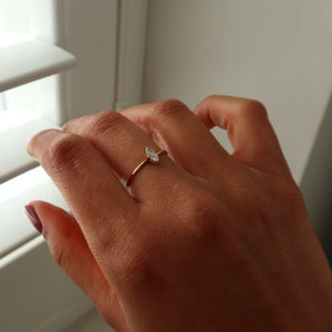 NIKITA single rhinestone stacking ring for women - single diamond ring - dainty band ring - 18k gold plated jewellery - waterproof jewellery for women