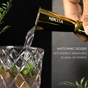 NIKITA luxury glass cocktail shaker, jigger and stirrer set - cocktail making set - cocktail mixing kit - mocktail mixing kit - birthday gift - celebratory gift for couples