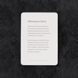 Affirmation card deck, created by small business mal paper, to use for daily affirmation practice and promote positive self-talk.