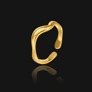 NIKITA gold adjustable ring for women - gold wave ring - thumb ring