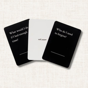 Mindfulness, meditation card deck, created by small business mal paper, to use for daily self-reflection, exploration, and mindfulness.