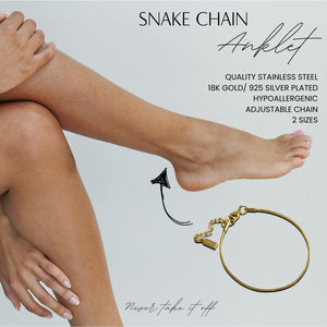 Snake Chain Anklet Gold NIKITA Jewellery - Main Image