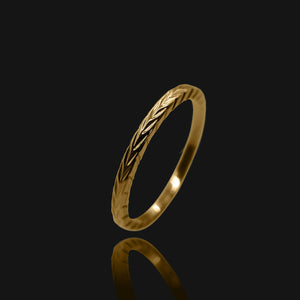 NIKITA Tala minimal ring with plaited design, to wear on your thumb or finger. Waterproof 18k gold plating and a hypoallergenic stainless steel base. Christmas everyday jewellery gift for her.