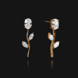 NIKITA Valentina rhinestone encrusted stud earrings with an 18k plated gold, rose gold or silver finish. Drop earrings made with a hypoallergenic stainless steel base. Christmas everyday jewellery gift for her.