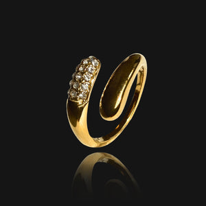 NIKITA day and night ring - asymmetrical chunky ring for women - rhinestone encrusted ring - chunky gold ring - 18k gold plated jewellery - adjustable ring