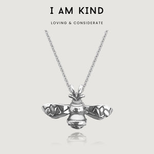 NIKITA bumble bee pendant necklace with a unique, intricate design. A water-resistant silver pendant and adjustable chain made with a hypoallergenic stainless steel base. Christmas everyday jewellery gift for her.