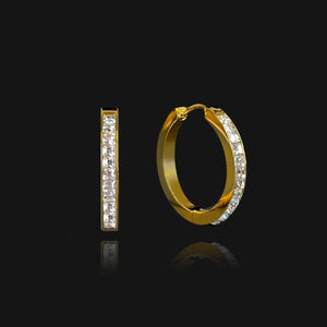 LANA Rhinestone Hoop Earrings Gold NIKITA Jewellery