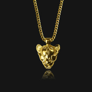 NIKITA 'I am Courageous' lioness pendant necklace for women with quality 18k gold plating and delicate chain. Ideal mother day gift or birthday gift for her.