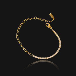 NIKITA rhinestone chain bracelet - paperclip chain bracelet - dainty bracelet for women - gold bracelet - gold jewellery