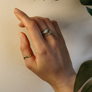 Gold asymmetric ring - gold ring for women - adjustable ring