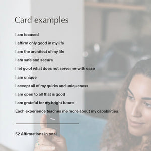 Affirmation card deck, created by small business mal paper, to use for daily affirmation practice and promote positive self-talk.