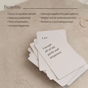 Affirmation card deck, created by small business mal paper, to use for daily affirmation practice and promote positive self-talk.