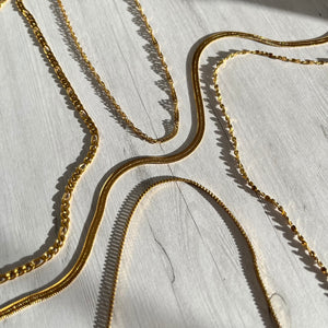 Flat snake chain necklace - gold chain for women - dainty gold necklace