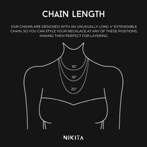 NIKITA flat link chain necklace. A waterproof, silver quality chain, with a hypoallergenic stainless steel base. Every day jewellery gift for her.