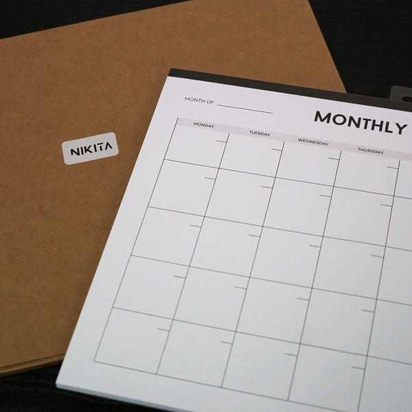 NIKITA monthly planner desk or tear-off wall pad, undated weekly planner with notes section. Arrives in a recyclable branded envelope.