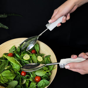 Introducing our solid marble salad servers designed to toss and serve your fruit or vegetable salads to your guests.